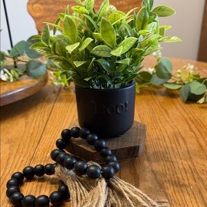 T.J.Maxx Green Faux Plant in Black Pot with Beads